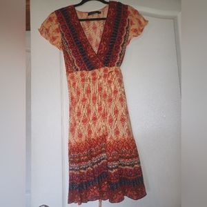 ZESICA Bohemian Wrap Ruffle Mini Dress